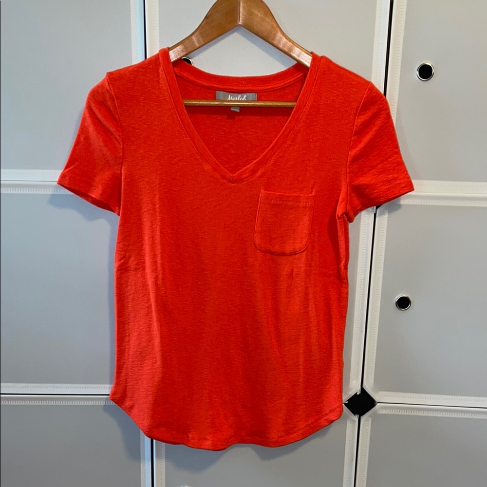 Marled Orange Red Short Sleeve Tee